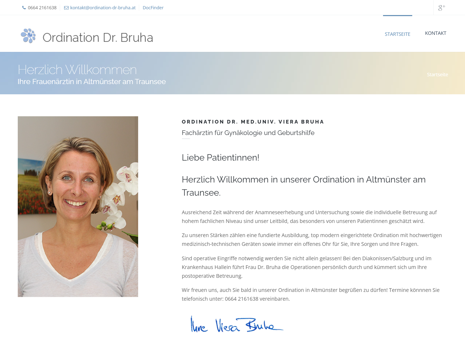 Website der Frauenärztin Dr. Viera Bruha aus Altmünster