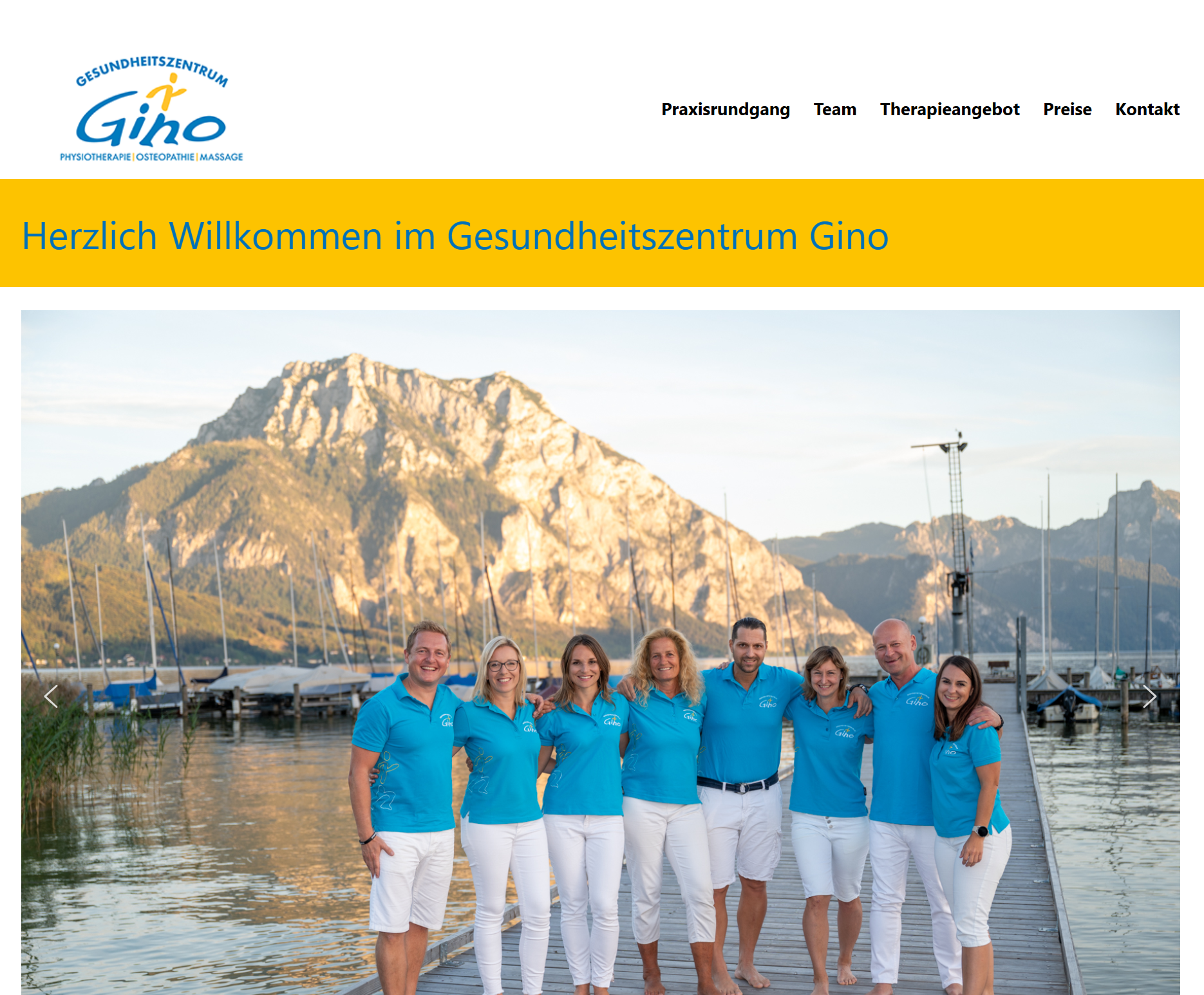 Website des Gesundheitzentrums Gino